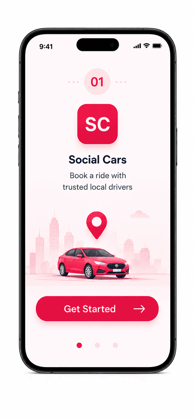 Social Cars branded rider app