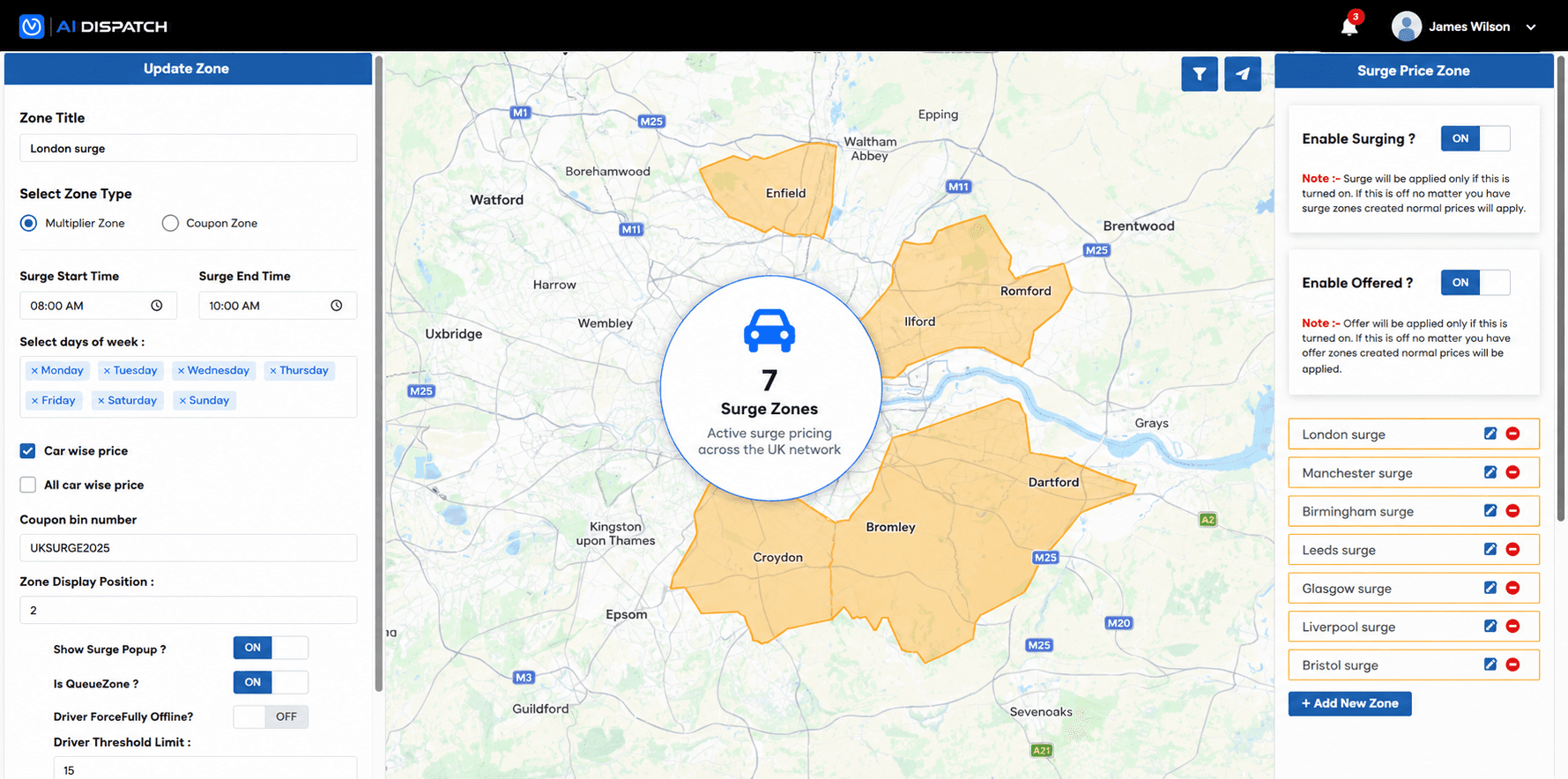 Manage Surge Pricing Zones